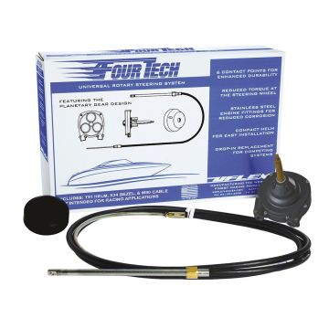 Uflex Fourtech 6&#39; Black Mach Rotary Steering System w/Helm, Bezel &amp; Cable