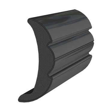 TACO Rigid Vinyl Flex-Core Rub Rail 2&quot; x 7/8&quot; - Black 60&#39;
