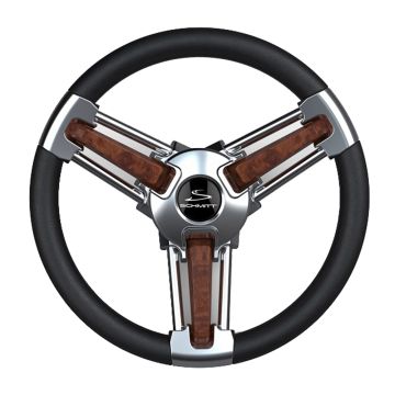 Schmitt Marine Burano Wheel 14&quot; 3/4&quot; Tapered Shaft Burl Polyurethane w/Stainless Spoke Includes Center Cap/Nut