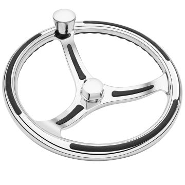 Schmitt Marine Primus Model 740 - 13.5&quot; Wheel w/Knob &amp; Finger Grip - 3/4&quot; Tapered Shaft w/Faux Nut - 1/2&quot; &amp; 3/4&quot; Adapters