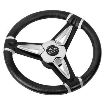 Schmitt Marine PU50 14&quot; Wheel - Chrome Cap &amp; Spoke Inserts - Black Spokes - 3/4&quot; Tapered Shaft
