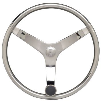 Uflex - V46 - 13.5&quot; Stainless Steel Steering Wheel w/Speed Knob - No Wheel Nut