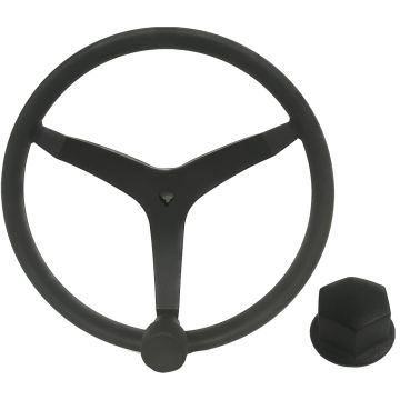 Uflex - V46 - 13.5&quot; Stainless Steel Steering Wheel w/Speed Knob &amp; Chrome Nut - Black