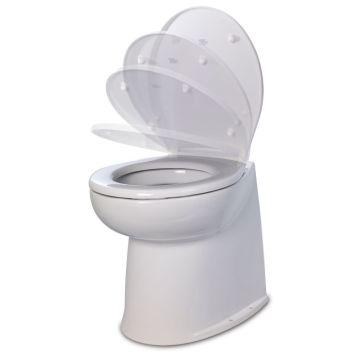 Jabsco Deluxe Flush 14&quot; Straight Back 24V Raw Water Electric Marine Toilet w/Remote Rinse Pump &amp; Soft Close Lid