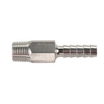 Universal Aluminum Fuel Hose Fitting - 3/8&quot; NPT x 3/8&quot; Barb - (Anti-Siphon Valve)