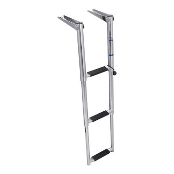 304 Stainless Steel Narrow Telescoping Over Platform Ladder, 3-Step