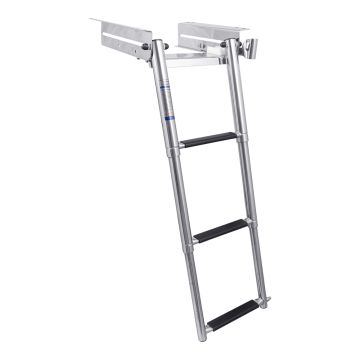 304 SS Wide Mount Under Platform Shelved Ladder, Spring Loaded w/Latch, 3-Step
