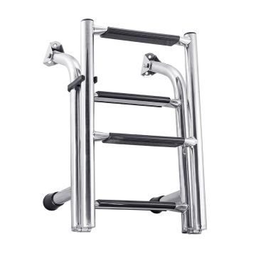 Four Step Transom Stainless Steel Folding Ladder 