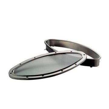 Man Ship Stainless Steel Elliptical 7" x 17-3/4" Economy Fixed Portlights, H-Trim