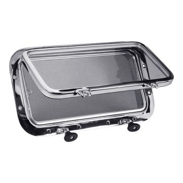 Man Ship Stainless Steel Rectangular 4" x 10" Portlight with Angled Spigot 