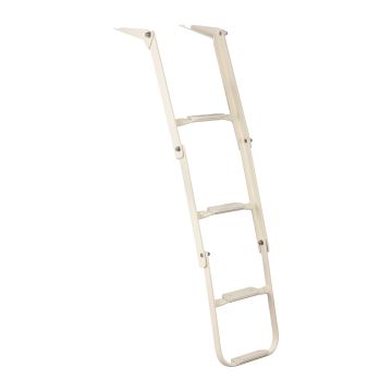 4-Step Top Pocket-Mount Folding  Boat Ladder | White Aluminum