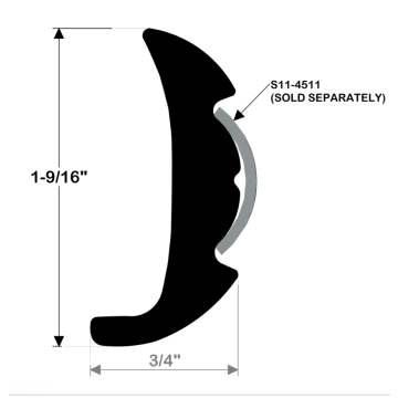Taco V21-9951 Rigid Vinyl Rub Rail Insert, Black, 20 ft cut 8+8+4