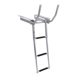  Stainless Steel Under Platform Shelved Ladder with Fold Out Grab Rail, 3 Step